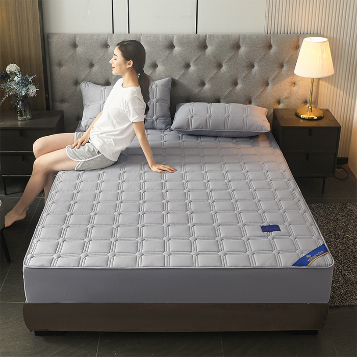 91家纺网 家纺一手货源 找家纺 给笠 2024新款希尔顿原棉抗菌夹棉床笠-雅格 雅格-星灰