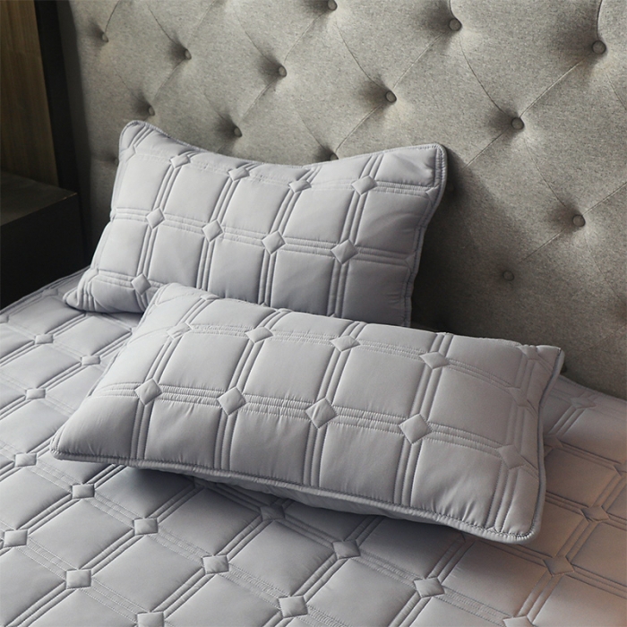 91家纺网 家纺一手货源 找家纺 给笠 2024新款希尔顿原棉抗菌夹棉床笠-雅格 雅格-星灰