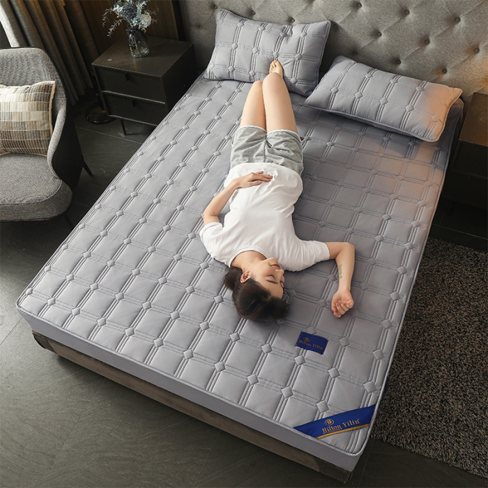 91家纺网 家纺一手货源 找家纺 给笠 2024新款希尔顿原棉抗菌夹棉床笠-雅格 雅格-星灰