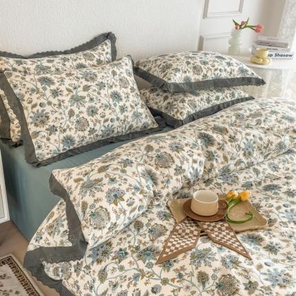 91家纺网 家纺一手货源 找家纺 （总）KA家纺 2025春夏新款复古全棉 花边四件套