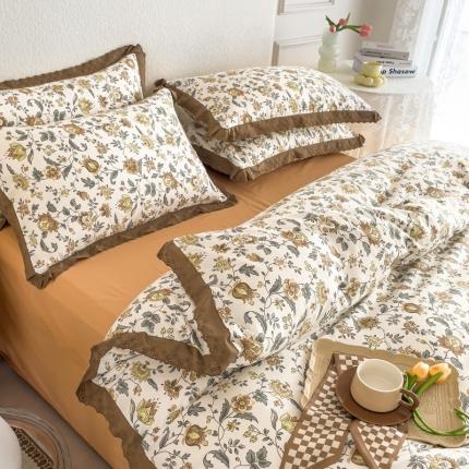 91家纺网 家纺一手货源 找家纺 （总）KA家纺 2025春夏新款复古全棉 花边四件套