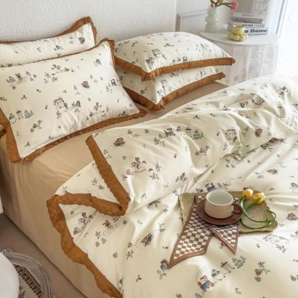 91家纺网 家纺一手货源 找家纺 （总）KA家纺 2025春夏新款复古全棉 花边四件套