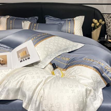 91家纺网 家纺一手货源 找家纺 宇航25新款大牌风水洗真丝天丝提花绣花四件套 路易—烟灰