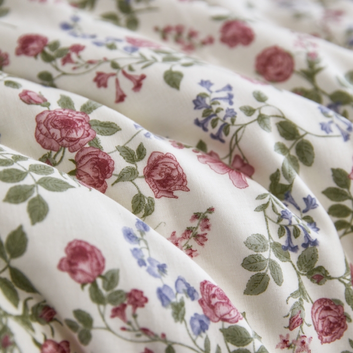 91家纺网 家纺一手货源 找家纺 淑女公社家纺 2024新款双层纱纯棉刺绣花边四件套 蔷薇之恋