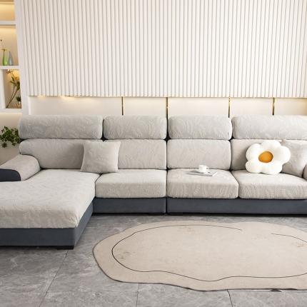 91家纺网 家纺一手货源 找家纺 2026新款臻品羽毛提花沙发笠 浅灰