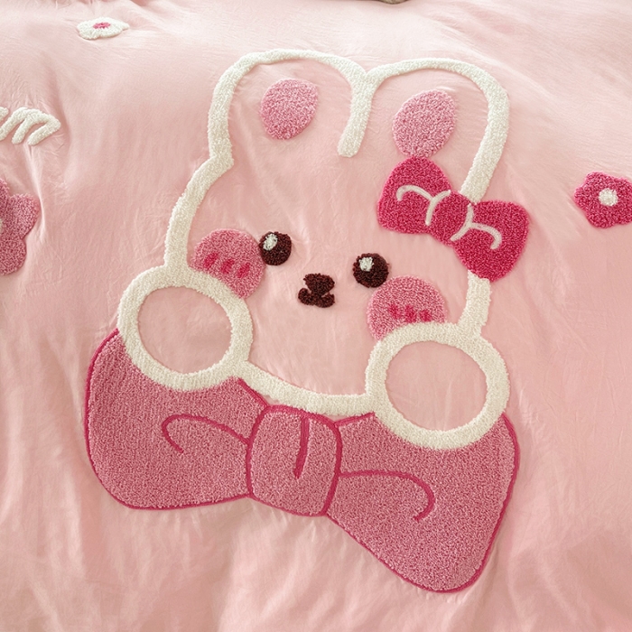 91家纺网 家纺一手货源 找家纺 （总）泉欣家纺 2024新款美美兔毛巾绣四件套（专版花型）