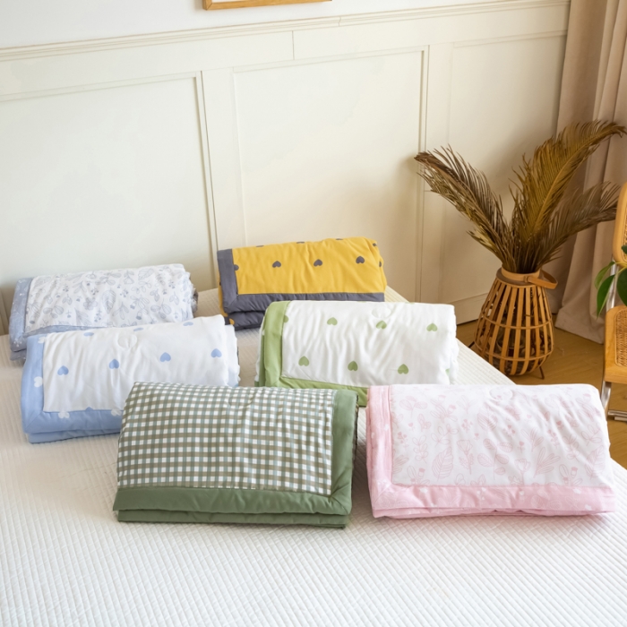 91家纺网 家纺一手货源 找家纺 羋多家纺 2023年新款日式手工包德芙棉磨毛夏被 繁花-粉