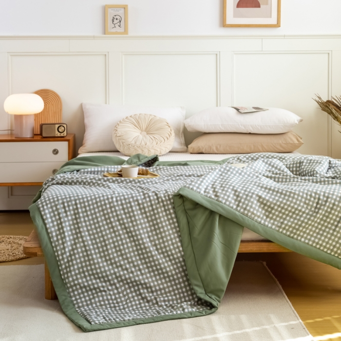 91家纺网 家纺一手货源 找家纺 羋多家纺 2023年新款日式手工包德芙棉磨毛夏被 良品-果绿