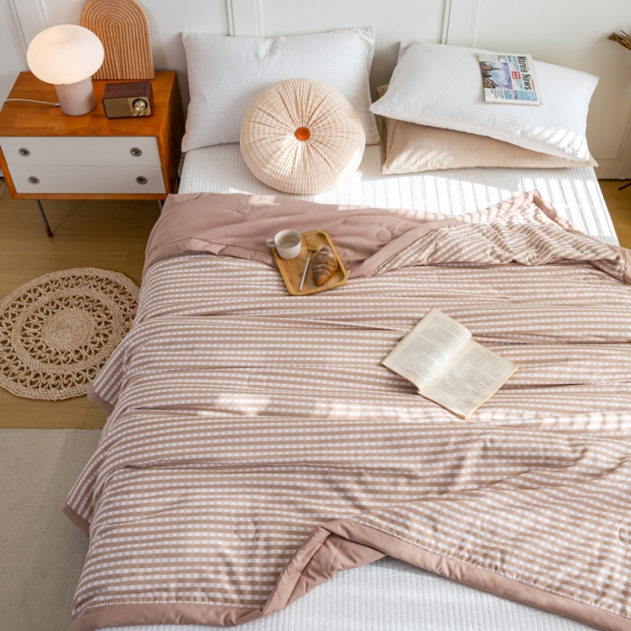 91家纺网 家纺一手货源 找家纺 羋多家纺 2023年新款日式手工包德芙棉磨毛夏被 良品-奶咖