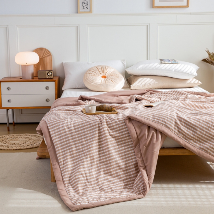 91家纺网 家纺一手货源 找家纺 羋多家纺 2023年新款日式手工包德芙棉磨毛夏被 良品-奶咖