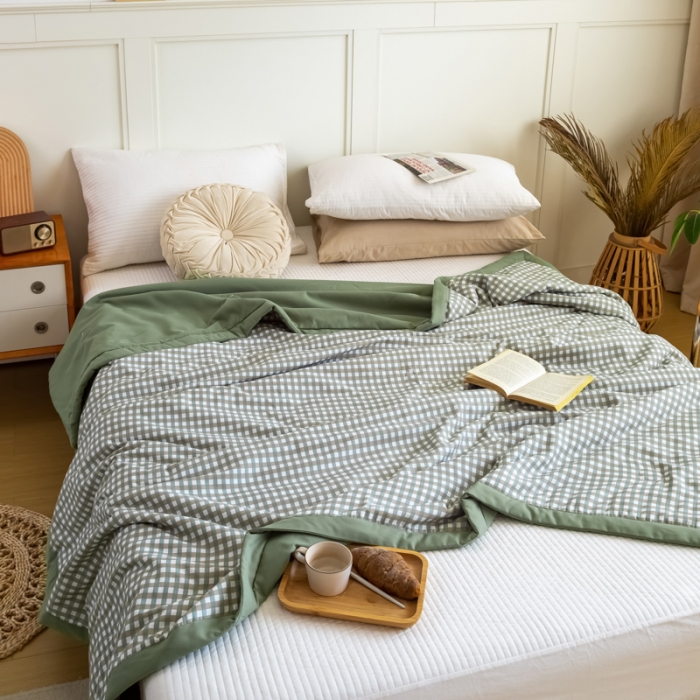 91家纺网 家纺一手货源 找家纺 羋多家纺 2023年新款日式手工包德芙棉磨毛夏被 良品-果绿