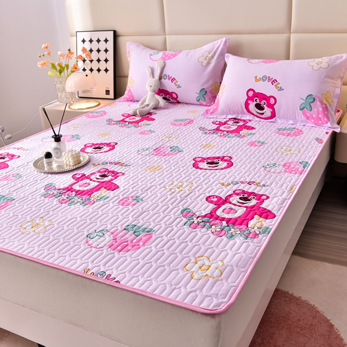 91家纺网 家纺一手货源 找家纺 床笠人家 2025新款全棉夹棉防水床垫 乐天熊