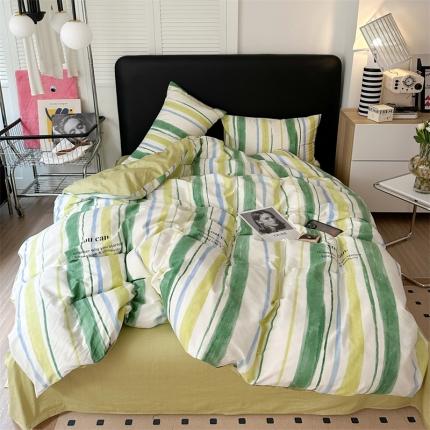 91家纺网 家纺一手货源 找家纺 柚子2023新款40s活性印染简约系列全棉四件套 椿屿