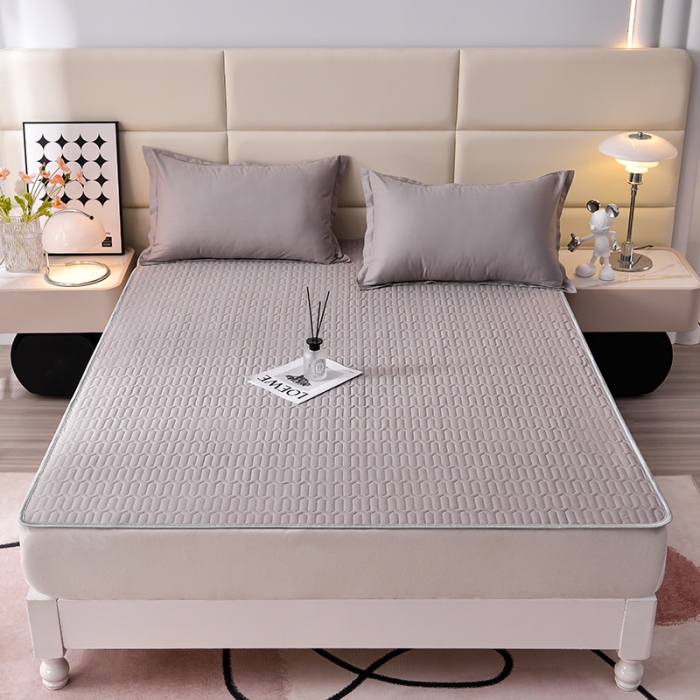 91家纺网 家纺一手货源 找家纺 床笠人家 2025新款全棉夹棉防水床垫 摩卡灰