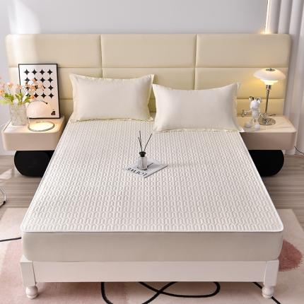 床笠人家 2025新款全棉夹棉防水床垫 牛奶白