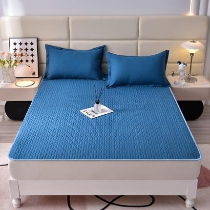床笠人家 2025新款全棉夹棉防水床垫 优雅蓝