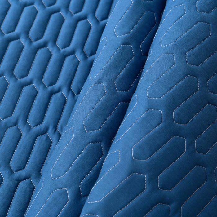 91家纺网 家纺一手货源 找家纺 床笠人家 2025新款全棉夹棉防水床垫 优雅蓝