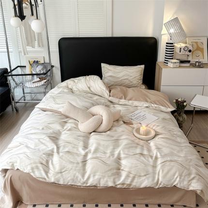 柚子2023新款40s活性印染简约系列全棉四件套 德芙