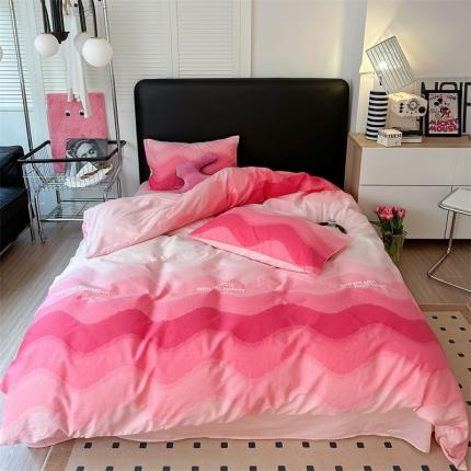 柚子2023新款40s活性印染简约系列全棉四件套 炫彩