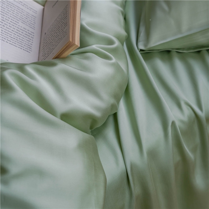 91家纺网 家纺一手货源 找家纺 沐白 60S纯色天丝四件套 嫩芽绿