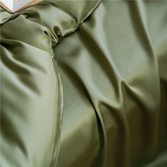 91家纺网 家纺一手货源 找家纺 沐白 60S纯色天丝四件套 欧芹绿