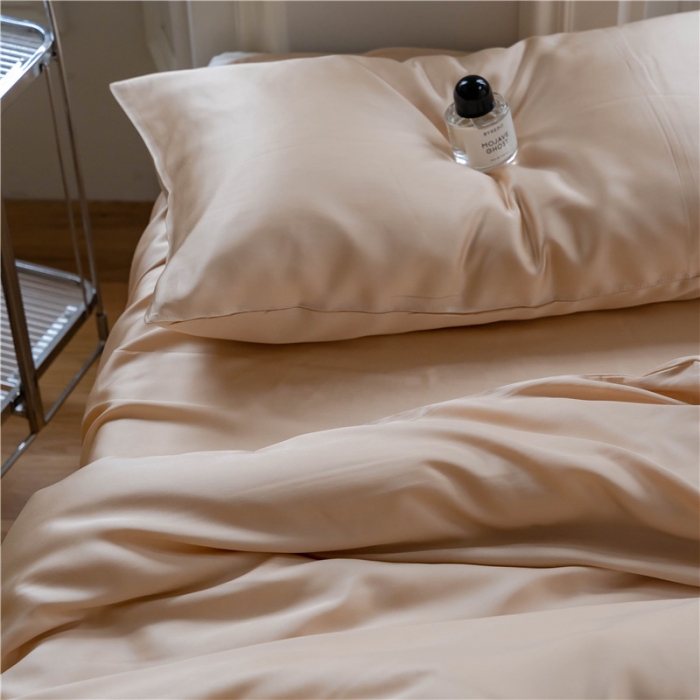 91家纺网 家纺一手货源 找家纺 沐白 60S纯色天丝四件套 沙茶色