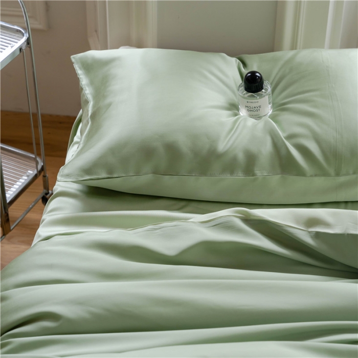 91家纺网 家纺一手货源 找家纺 沐白 60S纯色天丝四件套 香奈儿绿-嫩叶绿