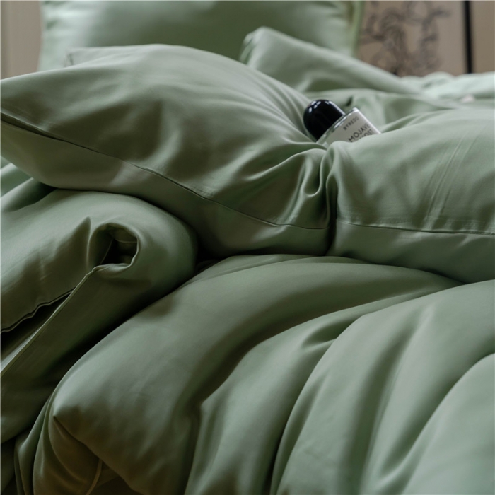 91家纺网 家纺一手货源 找家纺 沐白 60S纯色天丝四件套 香奈儿绿-嫩叶绿