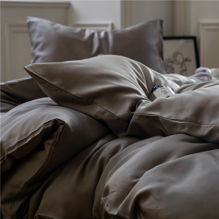 91家纺网 家纺一手货源 找家纺 沐白 60S纯色天丝四件套 岩石灰