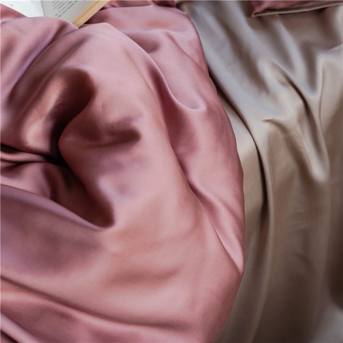 91家纺网 家纺一手货源 找家纺 沐白 60S纯色天丝四件套 野樱莓-芋泥灰