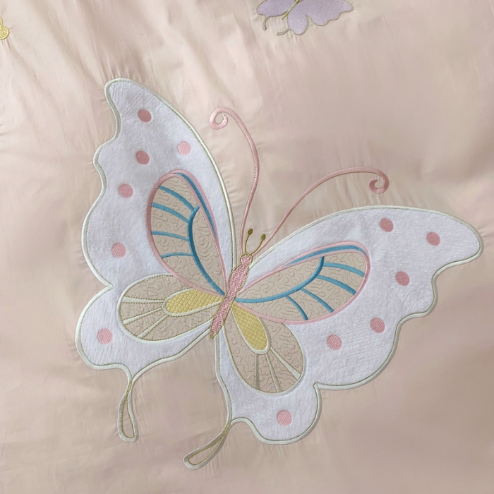 91家纺网 家纺一手货源 找家纺 梵克保罗 新款母婴级全棉水洗棉绣花四件套-蝴蝶夫人 蝴蝶夫人-粉