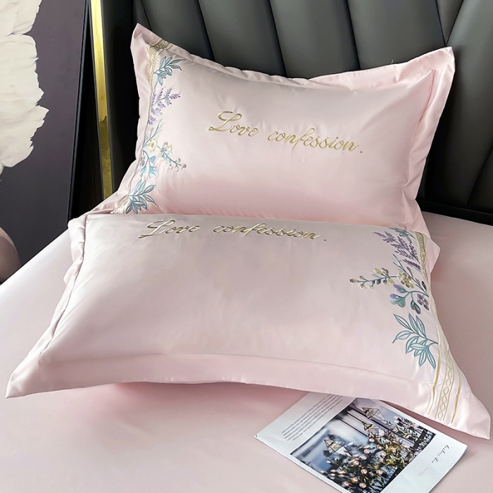 91家纺网 家纺一手货源 找家纺 梵克保罗 春夏新款轻奢刺绣贡缎冰丝天丝棉四件套-华尔兹 华尔兹-玫瑰粉