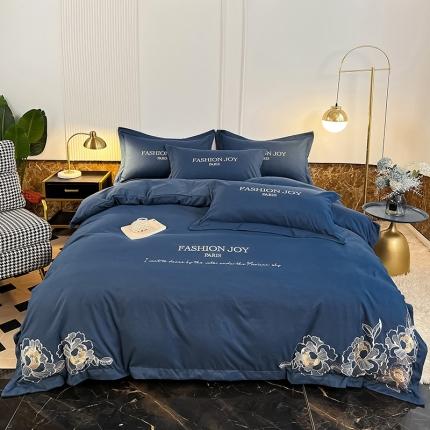 91家纺网 家纺一手货源 找家纺 （总）梵克保罗 新款长绒棉刺绣花边四件套北欧轻奢-繁星