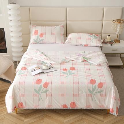 91家纺网 家纺一手货源 找家纺 （总)千逸虹2024新款A类冰淇淋凉感丝夏被可机洗空调被夏凉被大豆夏被