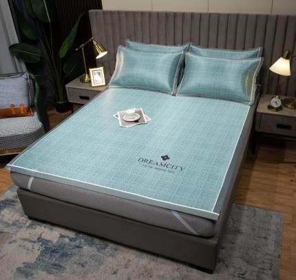 91家纺网 家纺一手货源 找家纺 2023印季-加厚肌理纹绣花碳光席 水绿