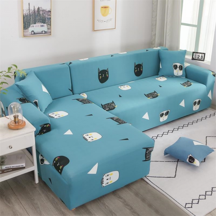 91家纺网 家纺一手货源 找家纺 逐日沙发套 2023新款牛奶丝印花沙发套 猫狗保镖