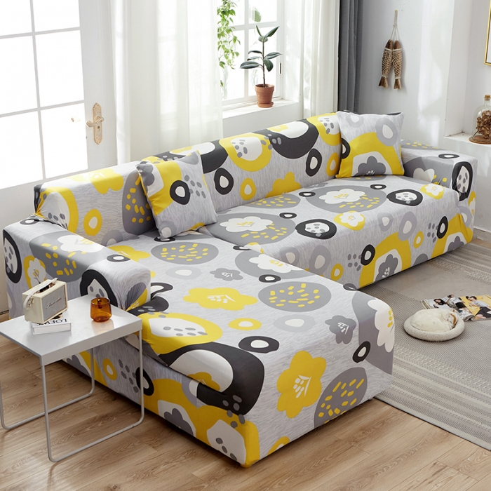 91家纺网 家纺一手货源 找家纺 逐日沙发套 2023新款牛奶丝印花沙发套 暖阳