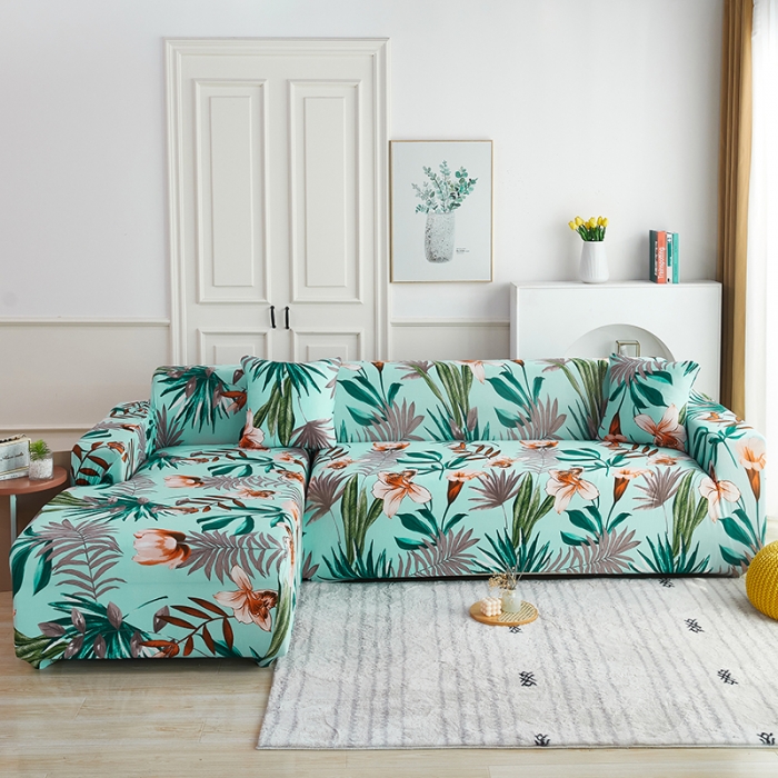 91家纺网 家纺一手货源 找家纺 逐日沙发套 2023新款牛奶丝印花沙发套 清雅幽香