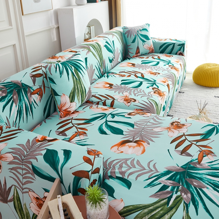 91家纺网 家纺一手货源 找家纺 逐日沙发套 2023新款牛奶丝印花沙发套 清雅幽香