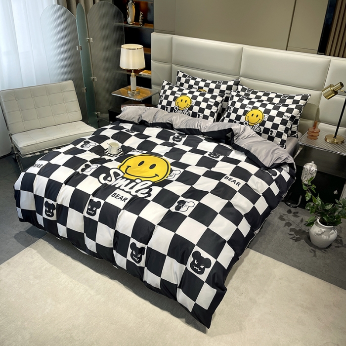 91家纺网 家纺一手货源 找家纺 色鬼布艺 2023新款博主风水洗真丝春夏冰丝四件套天丝床单床笠款四件套 表情