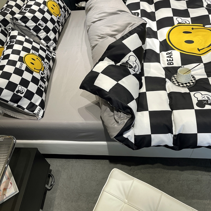 91家纺网 家纺一手货源 找家纺 色鬼布艺 2023新款博主风水洗真丝春夏冰丝四件套天丝床单床笠款四件套 表情