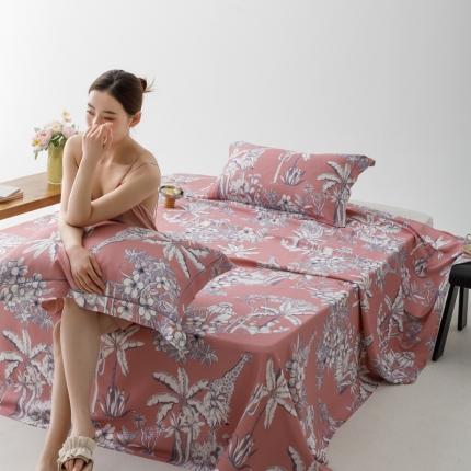 91家纺网 家纺一手货源 找家纺 榻尚 2023新款竹纤维印花夏凉席三件套 丛林 粉