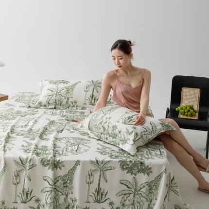 91家纺网 家纺一手货源 找家纺 榻尚 2023新款竹纤维印花夏凉席三件套 丛林 绿
