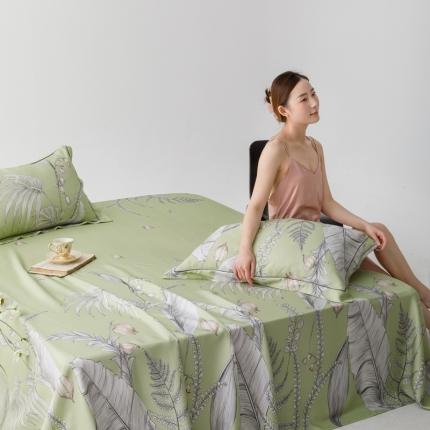 91家纺网 家纺一手货源 找家纺 榻尚 2023新款竹纤维印花夏凉席三件套 盛夏 绿