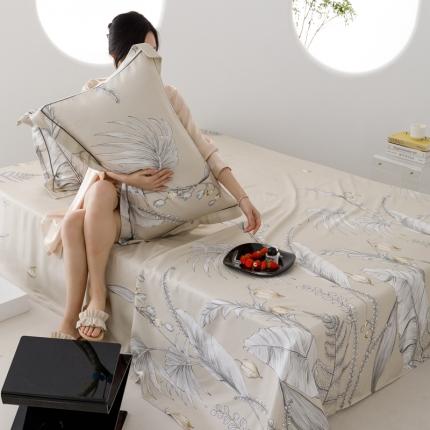 91家纺网 家纺一手货源 找家纺 榻尚 2023新款竹纤维印花夏凉席三件套 盛夏 米