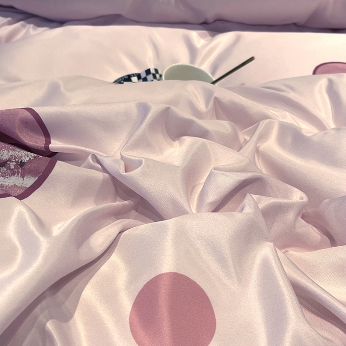 91家纺网 家纺一手货源 找家纺 色鬼布艺 2023新款博主风水洗真丝春夏冰丝四件套天丝床单床笠款四件套 流沙