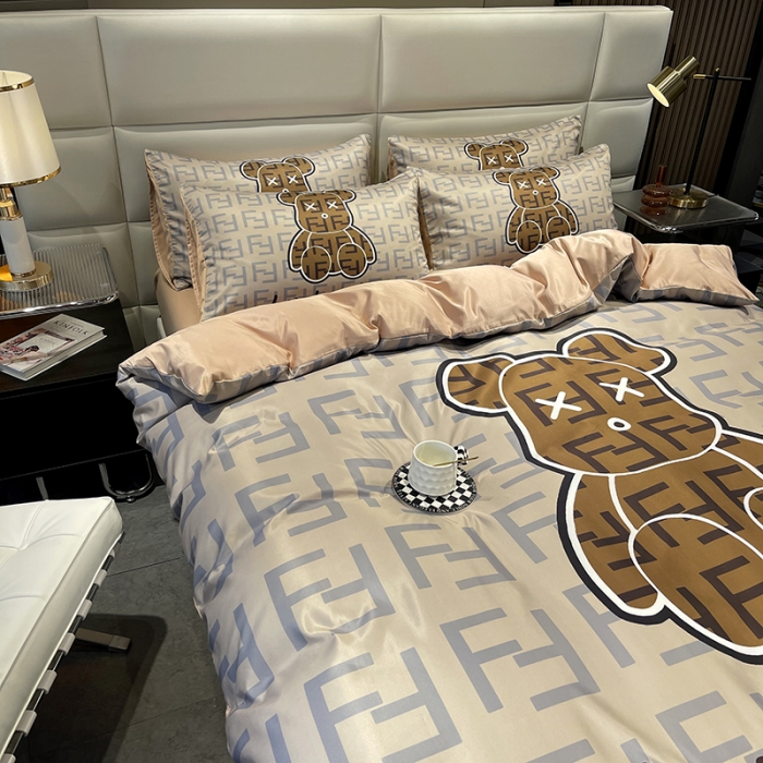 91家纺网 家纺一手货源 找家纺 色鬼布艺 2023新款博主风水洗真丝春夏冰丝四件套天丝床单床笠款四件套 咔芬