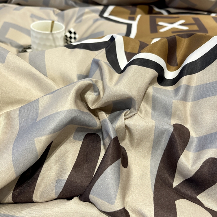 91家纺网 家纺一手货源 找家纺 色鬼布艺 2023新款博主风水洗真丝春夏冰丝四件套天丝床单床笠款四件套 咔芬