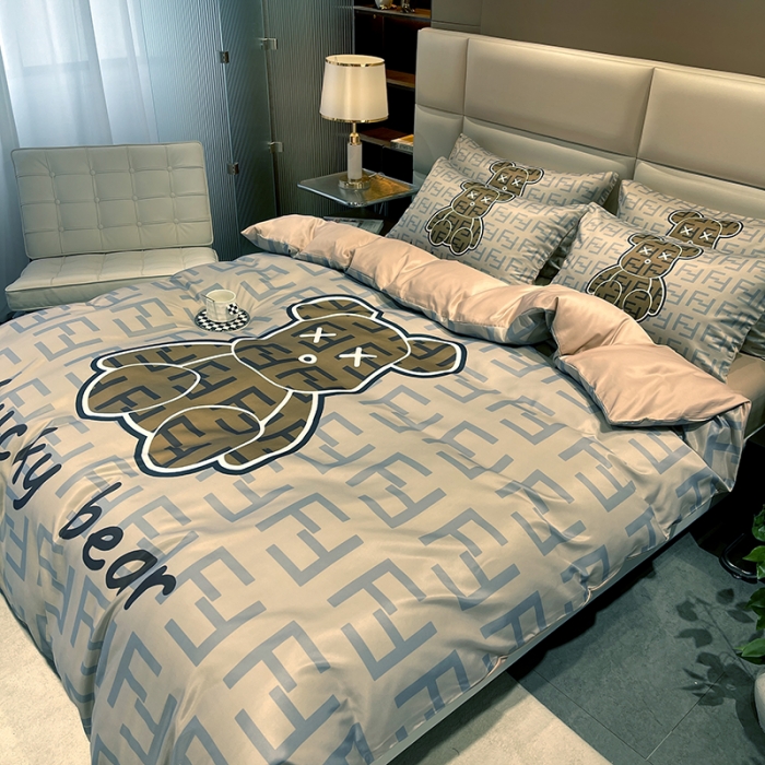 91家纺网 家纺一手货源 找家纺 色鬼布艺 2023新款博主风水洗真丝春夏冰丝四件套天丝床单床笠款四件套 咔芬