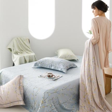 榻尚 2024新款竹纤维印花夏凉席三件套 春意 兰